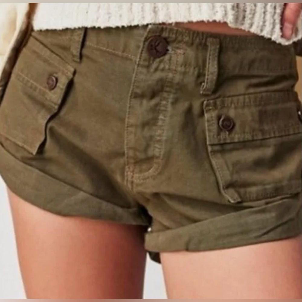 Free People One Teaspoon Dark Khaki Cadet Bandit Low-waist Short NWT Size 30
